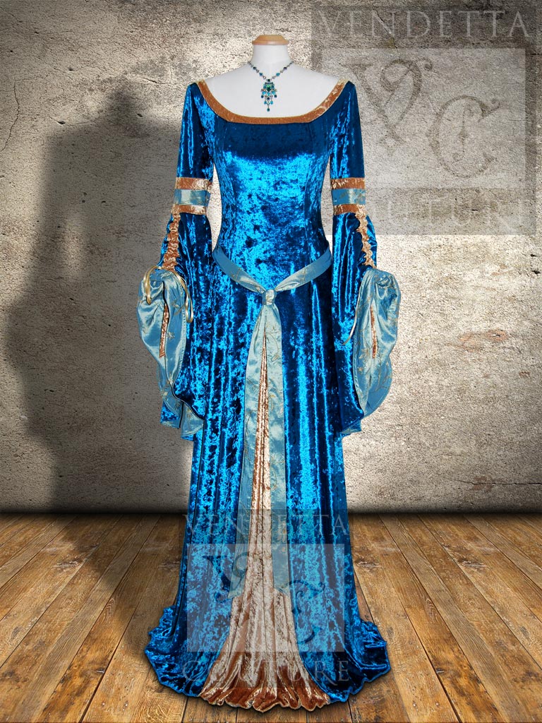 Medieval Gown Blue Gold