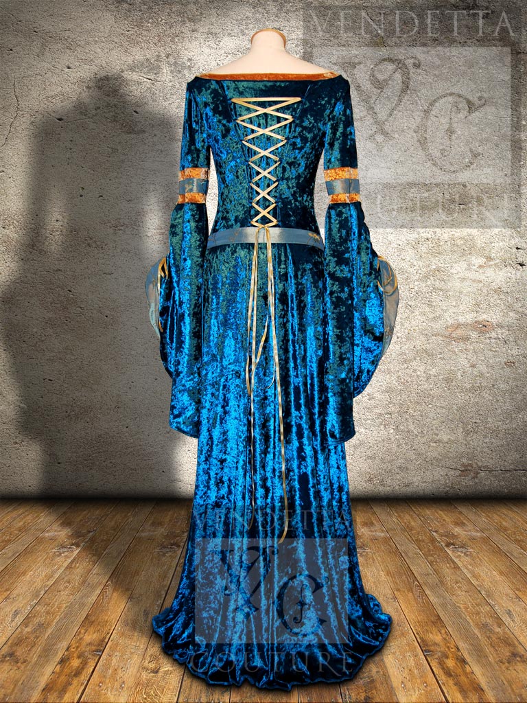 Medieval Gown Blue Gold