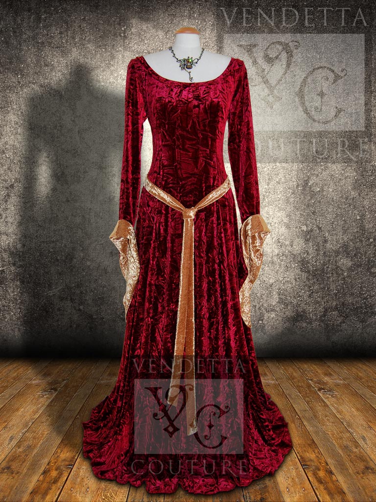 Medieval Dress Red Gold