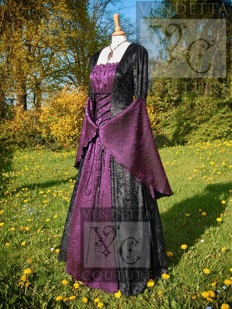 Medieval Dress Black Purple