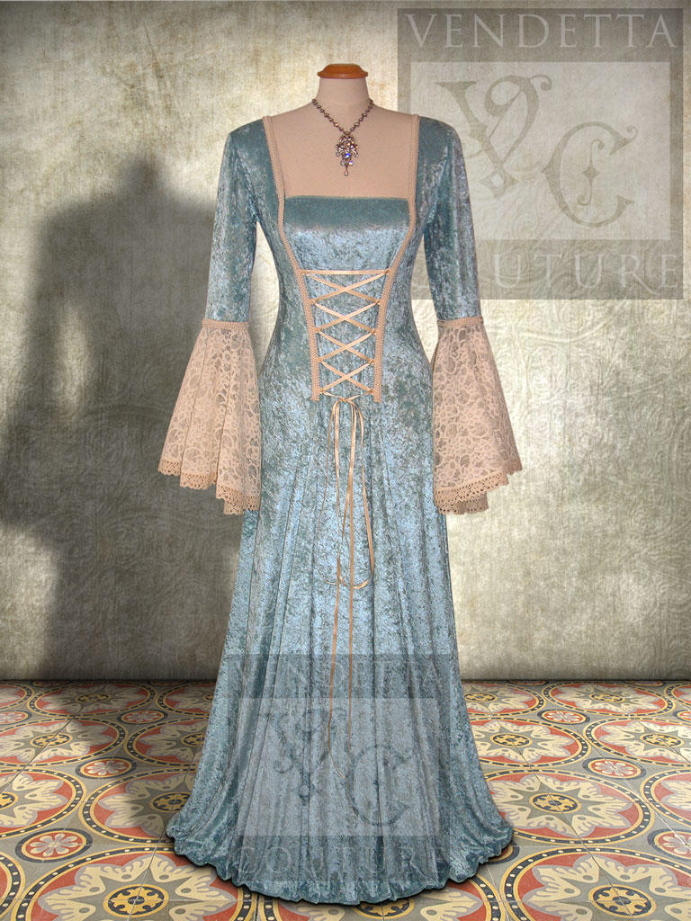 Medieval Dresses Blue Ivory