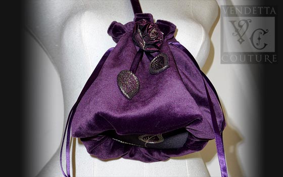Plum bag with leaves and flowers