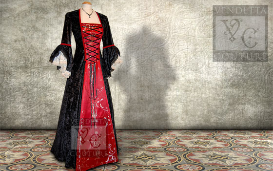 Medieval Style Dress Black Red